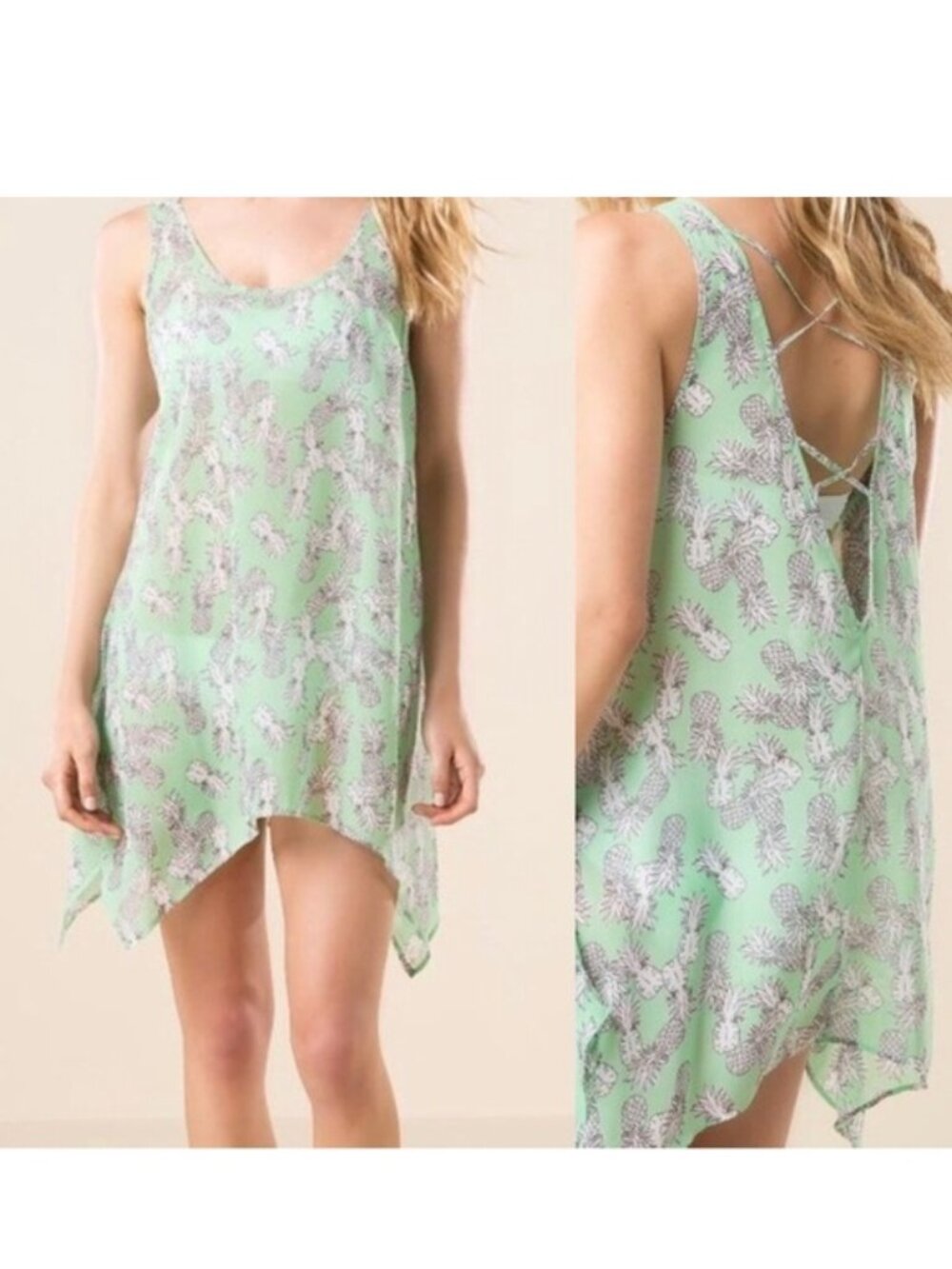 Francesca’s | Green Chevelle Pineapple Swim Cover-Up | Size Small, Medium